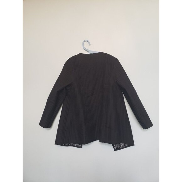 Catherines Womens Plus 0X Quilted Jacket Reversible Black Open Front Duster - Picture 4 of 7